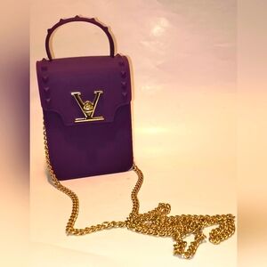 Purple Jelly Crossbody Bag with Gold Chain